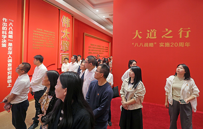 大道之行——“八八戰(zhàn)略”實(shí)施20周年大型主題展覽開展以來(lái)，觀眾絡(luò)繹不絕。